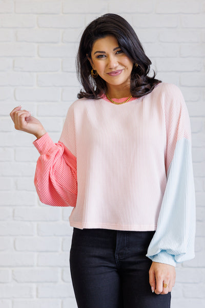 Hit Me With Your Best Shot Colorblock Top in Light Pink-Tops-Authentically Radd Women's Online Boutique in Endwell, New York