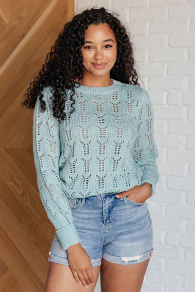 Hole In One Sheer Pointelle Knit Sweater-Tops-Authentically Radd Women's Online Boutique in Endwell, New York