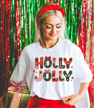Holly Jolly Graphic Tee and Sweatshirt-Womens-Authentically Radd Women's Online Boutique in Endwell, New York