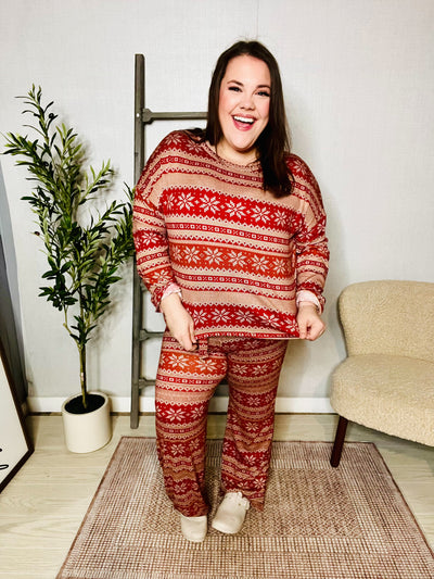 Red Holiday Fair Isle Set-Authentically Radd Women's Online Boutique in Endwell, New York