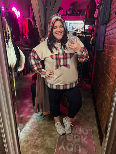 Fireside Freedom Flannel Hoodie-Authentically Radd Women's Online Boutique in Endwell, New York