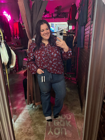 Cranberry Bloom Blouse-Authentically Radd Women's Online Boutique in Endwell, New York