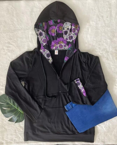 Sugar Skull Hoodie-Authentically Radd Women's Online Boutique in Endwell, New York