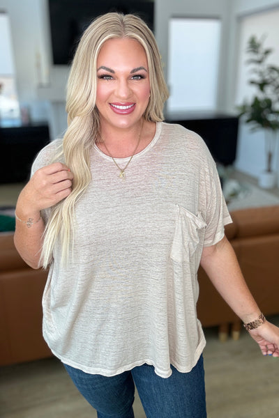 Close to Myself Patch Pocket Tee in Light Mocha-Tops-Authentically Radd Women's Online Boutique in Endwell, New York