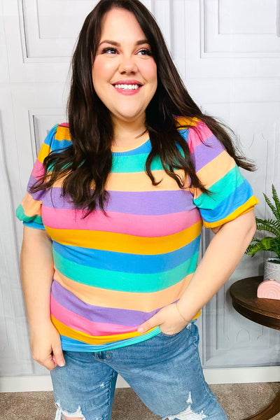 Can't Look Away rainbow Stripe Top-AISLE 4 A-ROW 5-Authentically Radd Women's Online Boutique in Endwell, New York