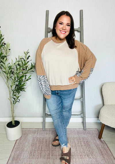 Latte + Leopard Pullover-Authentically Radd Women's Online Boutique in Endwell, New York