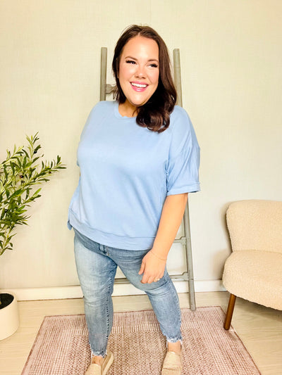 Sky's the Limit Tee in Blue-Authentically Radd Women's Online Boutique in Endwell, New York