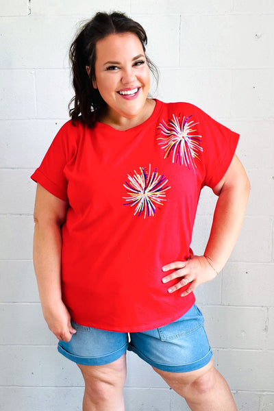 Light Me Up Red Sequin Firework Top-Authentically Radd Women's Online Boutique in Endwell, New York