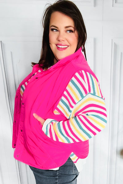 You Got This Hot Pink High Neck Quilted Puffer Vest-Authentically Radd Women's Online Boutique in Endwell, New York