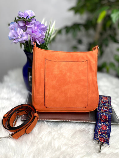 May Crossbody with Guitar Strap in Orange-Crossbody Bags-Authentically Radd Women's Online Boutique in Endwell, New York