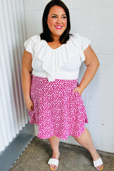 Fuchsia Leopard Two Fer Ruffle V Neck Woven Dress-Authentically Radd Women's Online Boutique in Endwell, New York