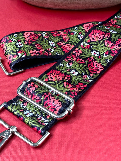 Guitar Strap in Pink Floral-Accessories-Authentically Radd Women's Online Boutique in Endwell, New York