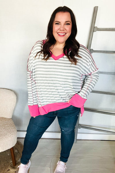 Weekend Ready Striped & Chic Contrast Knit Pullover-Authentically Radd Women's Online Boutique in Endwell, New York