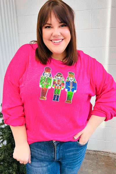 Nutcracker Fun Hot Pink Sequin Hacci Top-Authentically Radd Women's Online Boutique in Endwell, New York