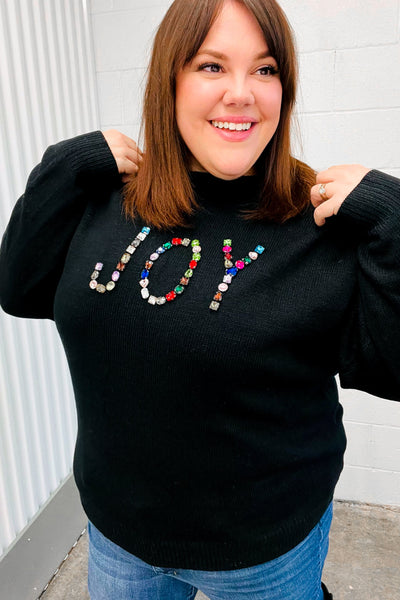 Give Back JOY Jewel Beaded Black Sweater-Authentically Radd Women's Online Boutique in Endwell, New York
