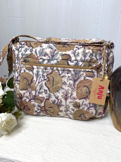 Block Printed Organic Cotton Messenger Bag - Tranquility-Authentically Radd Women's Online Boutique in Endwell, New York