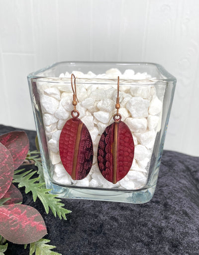 Copper Patina Earrings - Red Feathers and Circles-Authentically Radd Women's Online Boutique in Endwell, New York