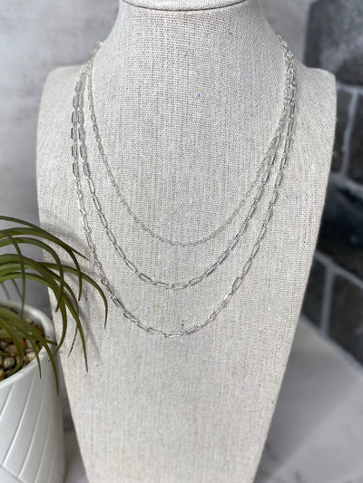 Set of 3 Layered Chain necklace - Silver-Authentically Radd Women's Online Boutique in Endwell, New York