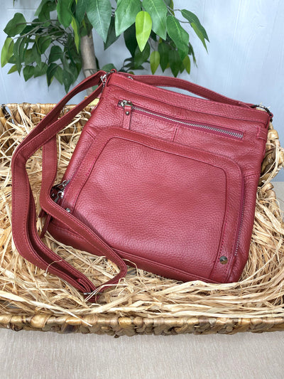 Genuine Leather Pockets Crossbody - Red-Bags-Authentically Radd Women's Online Boutique in Endwell, New York