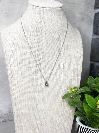 Mini Teardrop Pendant Necklace: Silver-Authentically Radd Women's Online Boutique in Endwell, New York