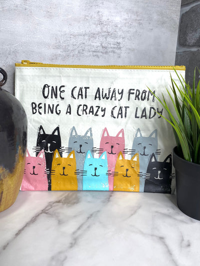 One Cat Away From Crazy Cat Lady Zipper Pouch-Authentically Radd Women's Online Boutique in Endwell, New York