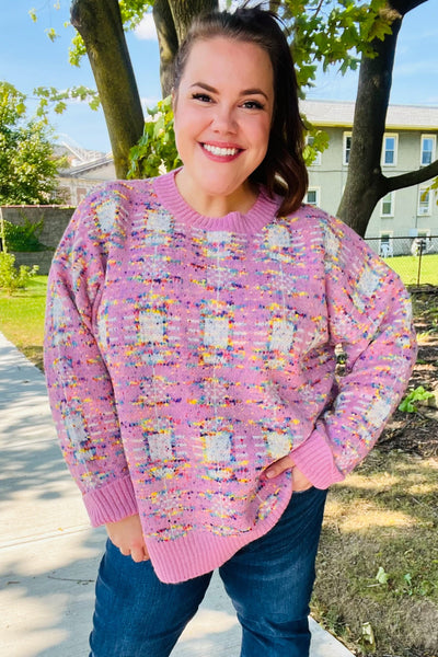 Adorable Pink Multicolor Popcorn Knit Sweater-Authentically Radd Women's Online Boutique in Endwell, New York