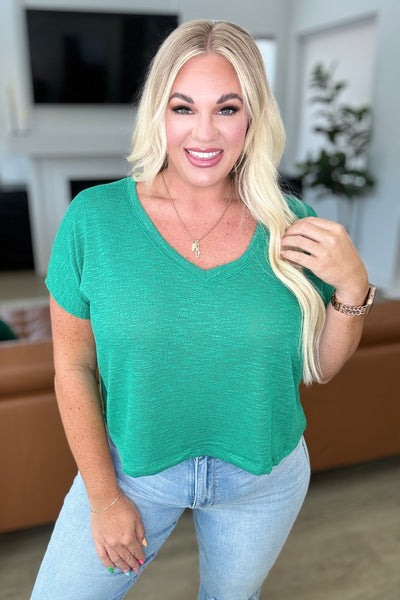 Classic Comfort V-Neck Top in Kelly Green-Tops-Authentically Radd Women's Online Boutique in Endwell, New York