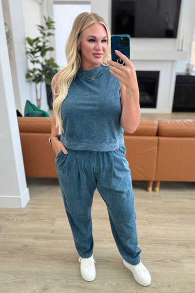 Limber Up Tapered Leg Joggers in Slate Blue-Athleisure-Authentically Radd Women's Online Boutique in Endwell, New York