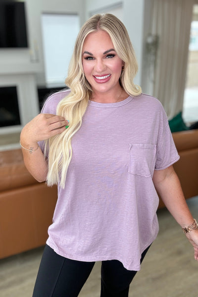 Casually Cool Patch Pocket Tee in Mauve-Tops-Authentically Radd Women's Online Boutique in Endwell, New York