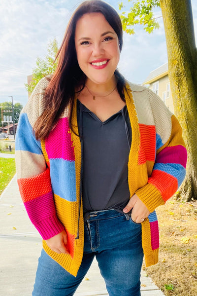 Spread Joy Multicolor Chunky Knit Color Block Patchwork Cardigan-Authentically Radd Women's Online Boutique in Endwell, New York