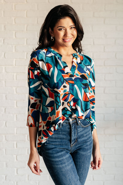 I Think Different Top in Abstract Teal-Tops-Authentically Radd Women's Online Boutique in Endwell, New York