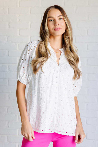 I'll Let You Know Eyelet Lace Blouse-Blouses-Authentically Radd Women's Online Boutique in Endwell, New York