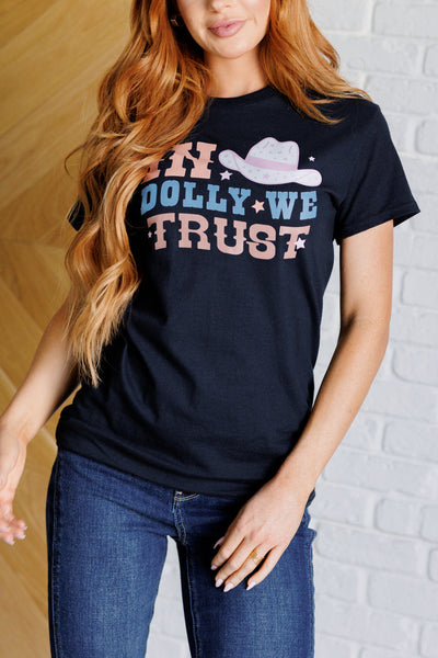 In Dolly We Trust Graphic Tee-Tops-Authentically Radd Women's Online Boutique in Endwell, New York