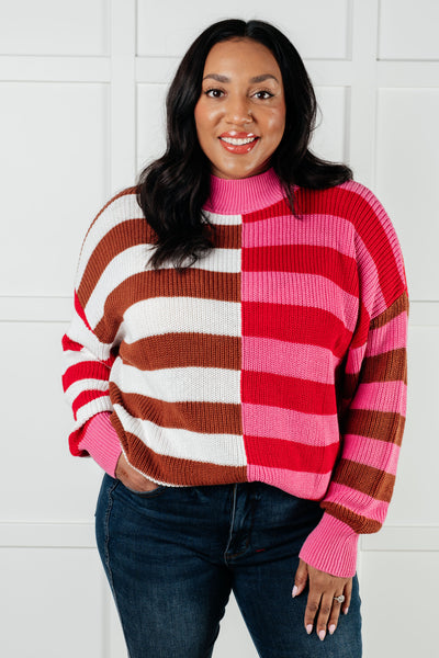 In Your Lane Color Blocked Stripe Sweater-Tops-Authentically Radd Women's Online Boutique in Endwell, New York