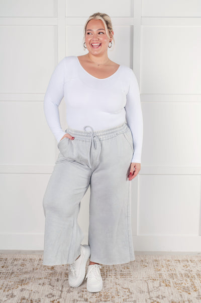 In or Out Wide Leg Cropped Pants in Light Grey-Bottoms-Authentically Radd Women's Online Boutique in Endwell, New York