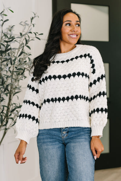 Ivy Lane Textured Sweater in White and Black-Womens-Authentically Radd Women's Online Boutique in Endwell, New York