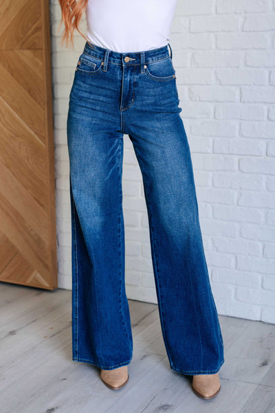 Eliza High Rise Control Top Retro Wide Leg Jeans-Denim-Authentically Radd Women's Online Boutique in Endwell, New York