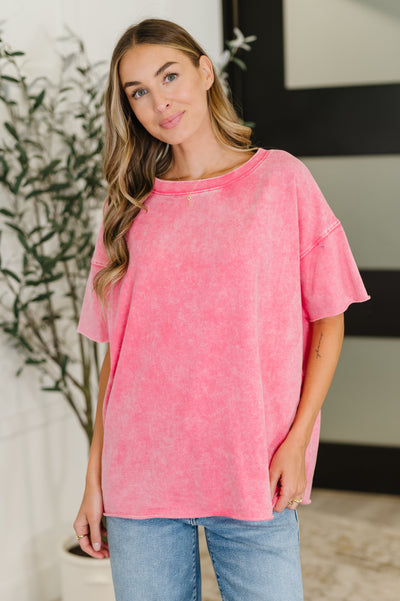 Just My Type Mineral Wash Relaxed Top in Fuchsia-Womens-Authentically Radd Women's Online Boutique in Endwell, New York
