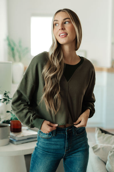 Just a Casual Crop Pullover-Tops-Authentically Radd Women's Online Boutique in Endwell, New York