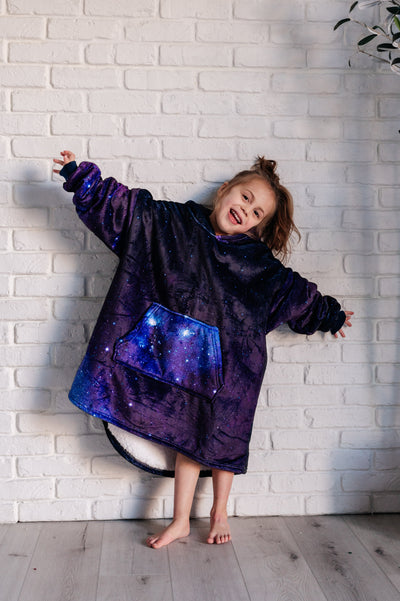 Kids Oversized Hoodie Blanket in Starry Sky-Layers-Authentically Radd Women's Online Boutique in Endwell, New York