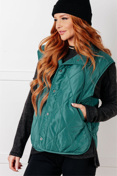 Layering Queen Quilted Puffer Vest in Hunter Green-Layers-Authentically Radd Women's Online Boutique in Endwell, New York