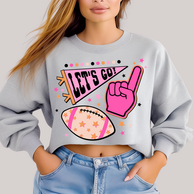 Let's Go Pennant in Grey Sweatshirt-Womens-Authentically Radd Women's Online Boutique in Endwell, New York