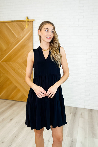 Lizzy Tiered Tank Dress in Black-Womens-Authentically Radd Women's Online Boutique in Endwell, New York