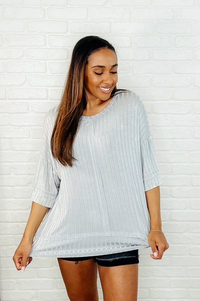 Loosely Speaking Oversized Basic Top in Lt Grey-Womens-Authentically Radd Women's Online Boutique in Endwell, New York