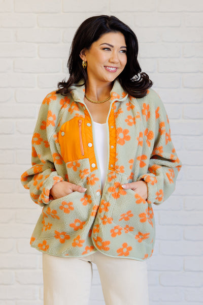 Love It Don't Leave It Floral Fleece Jacket-Layers-Authentically Radd Women's Online Boutique in Endwell, New York