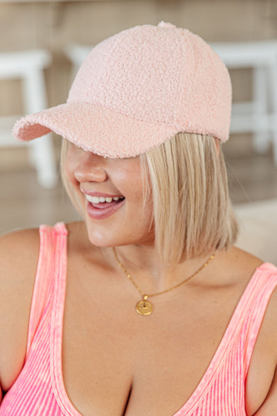 Lyla Sherpa Ball Cap in Pink-Accessories-Authentically Radd Women's Online Boutique in Endwell, New York