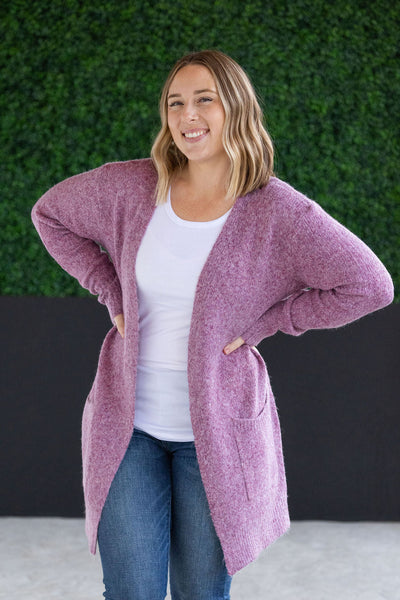 Madison Cozy Cardigan - Frosted Berry-Authentically Radd Women's Online Boutique in Endwell, New York