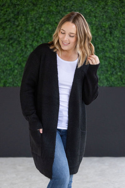 Madison Cozy Cardigan - Jet Black-Authentically Radd Women's Online Boutique in Endwell, New York