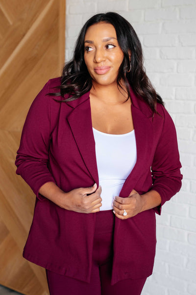 Magic 3/4 Blazer in Wine-Layers-Authentically Radd Women's Online Boutique in Endwell, New York