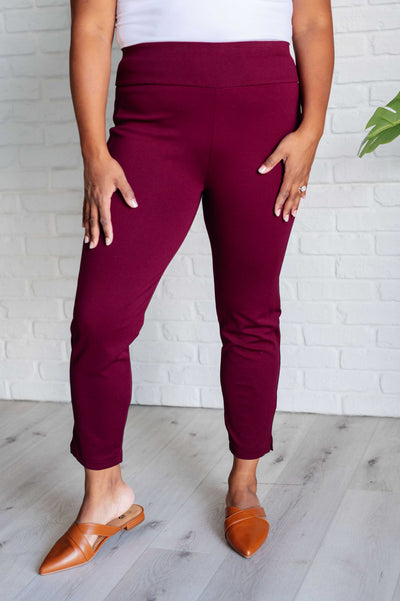 Magic Ankle Crop Skinny Pants in Wine-Bottoms-Authentically Radd Women's Online Boutique in Endwell, New York